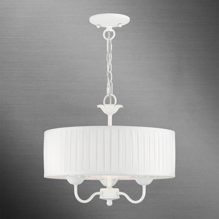Livex Edinburgh 3 Light Pendant Chandelier, Off-White/White