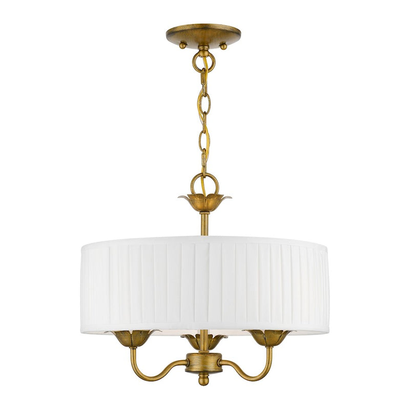 Livex Edinburgh 3 Light Pendant Chandelier, Off-White/White