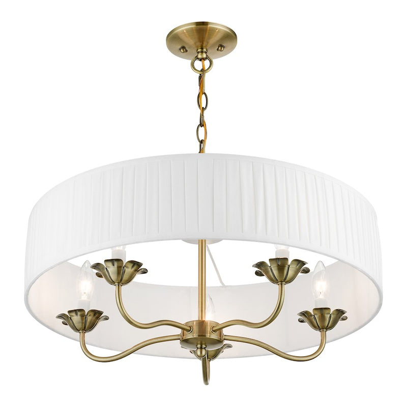 Livex Edinburgh 3 Light Pendant Chandelier, Off-White/White