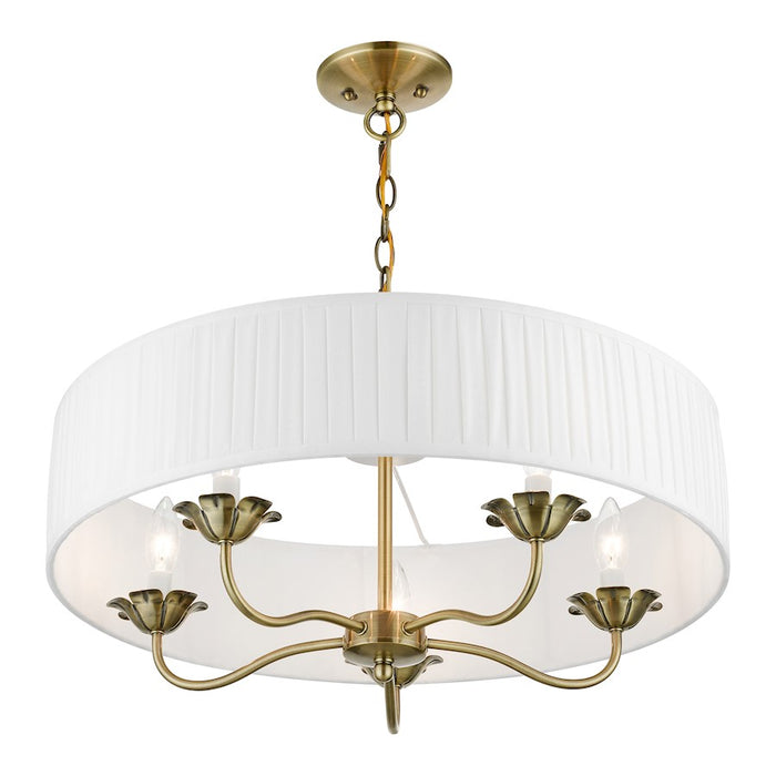 Livex Edinburgh 3 Light Pendant Chandelier, Off-White/White