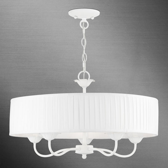 Livex Edinburgh 3 Light Pendant Chandelier, Off-White/White