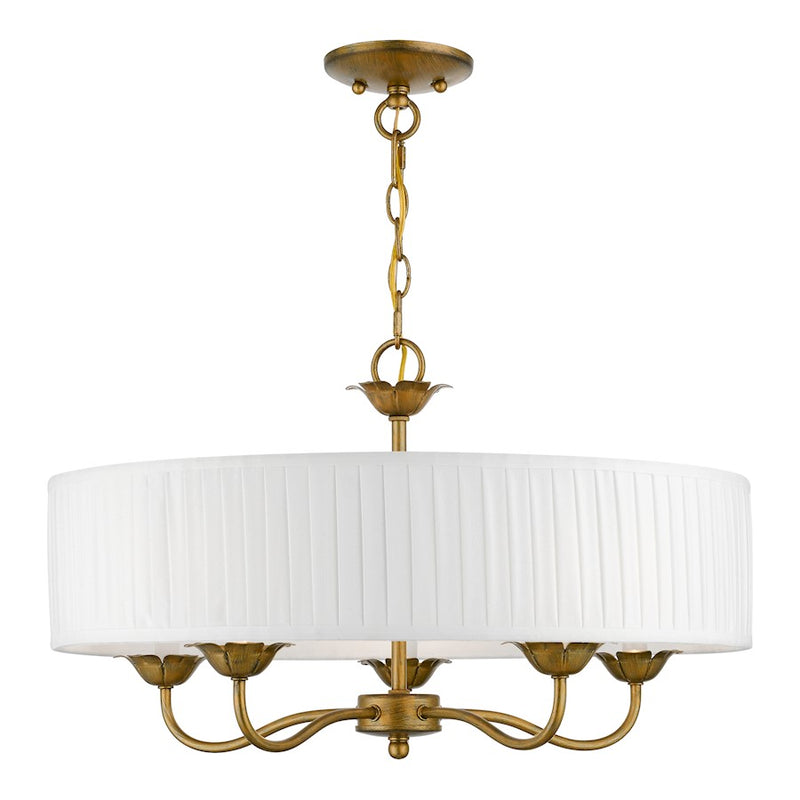 Livex Edinburgh 3 Light Pendant Chandelier, Off-White/White