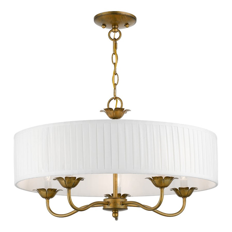 Livex Edinburgh 3 Light Pendant Chandelier, Off-White/White