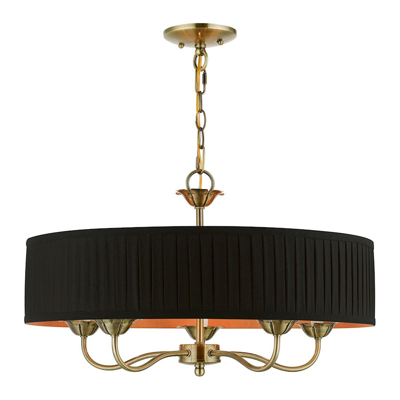 Livex Harrington Pendant Chandelier, Black/Orange