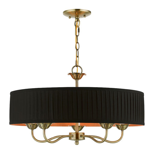 Livex Harrington Pendant Chandelier, Black/Orange