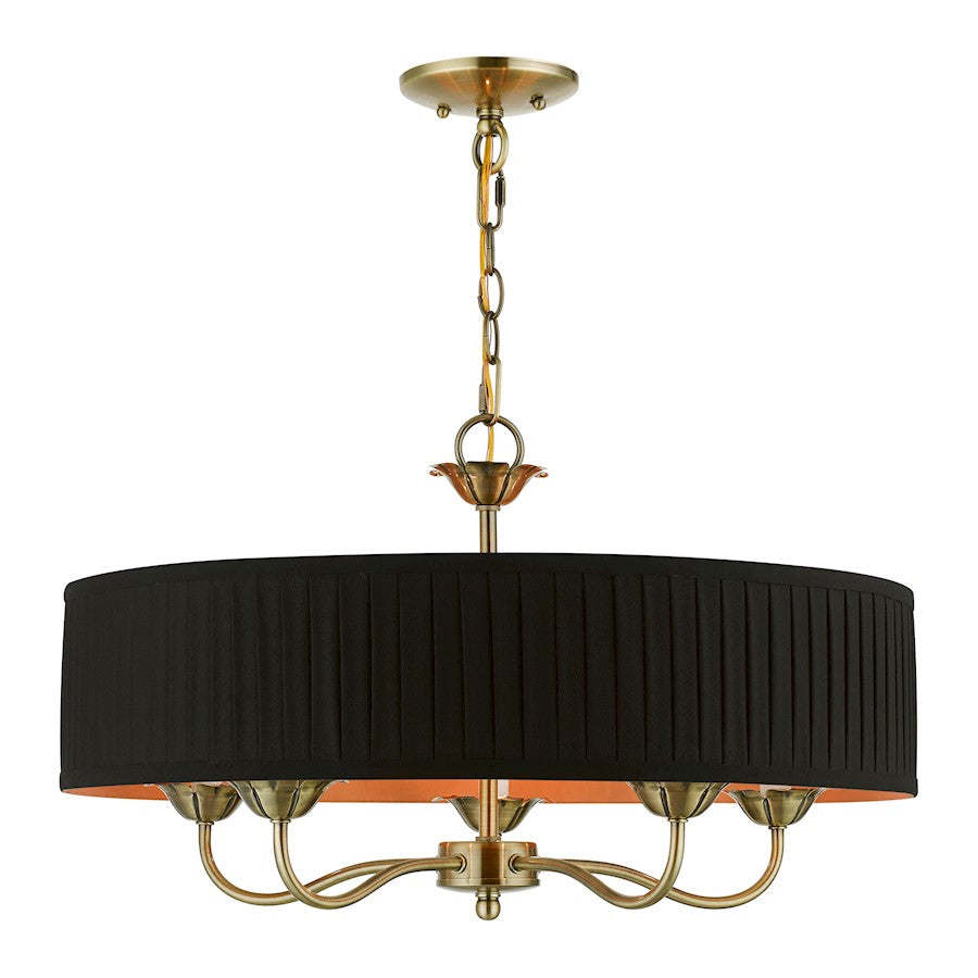 Livex Harrington Pendant Chandelier, Black/Orange