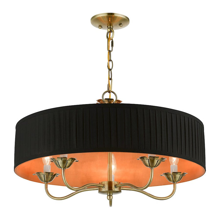 Livex Harrington Pendant Chandelier, Black/Orange