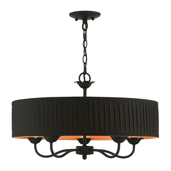 Livex Harrington Pendant Chandelier, Black/Orange