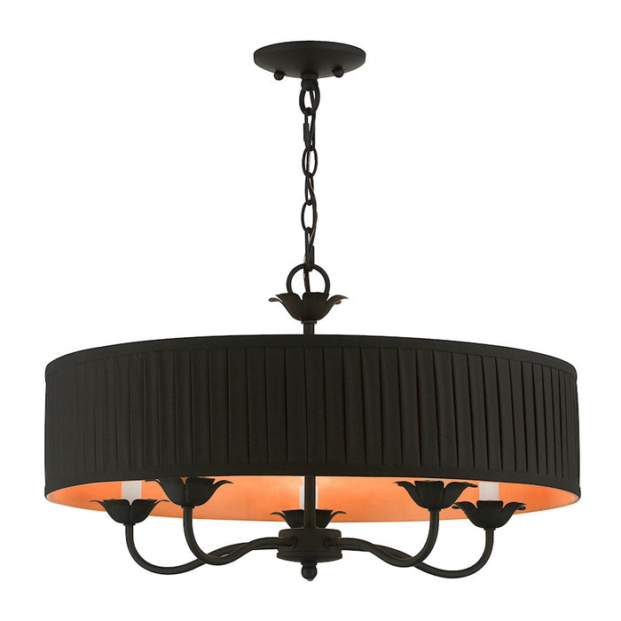 Livex Harrington Pendant Chandelier, Black/Orange