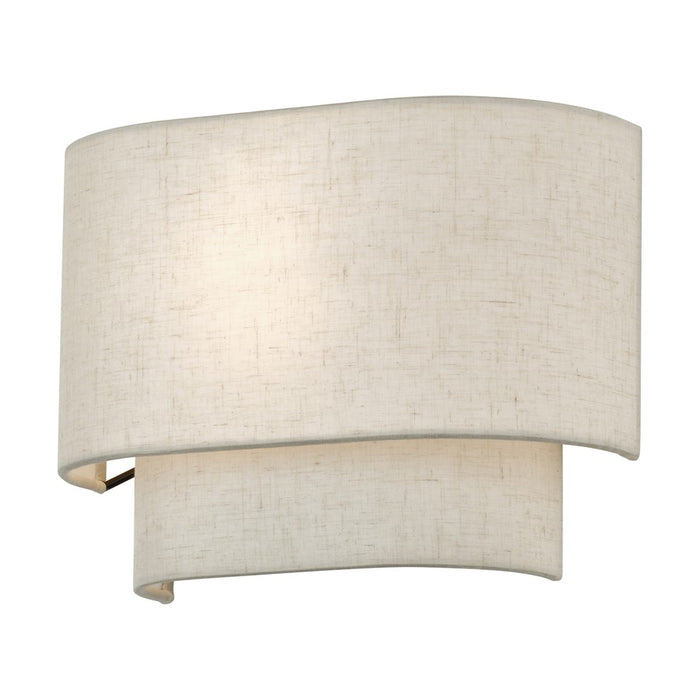 Livex Manorwood 1Lt ADA 11" Sconce, Bronze/Oatmeal/White