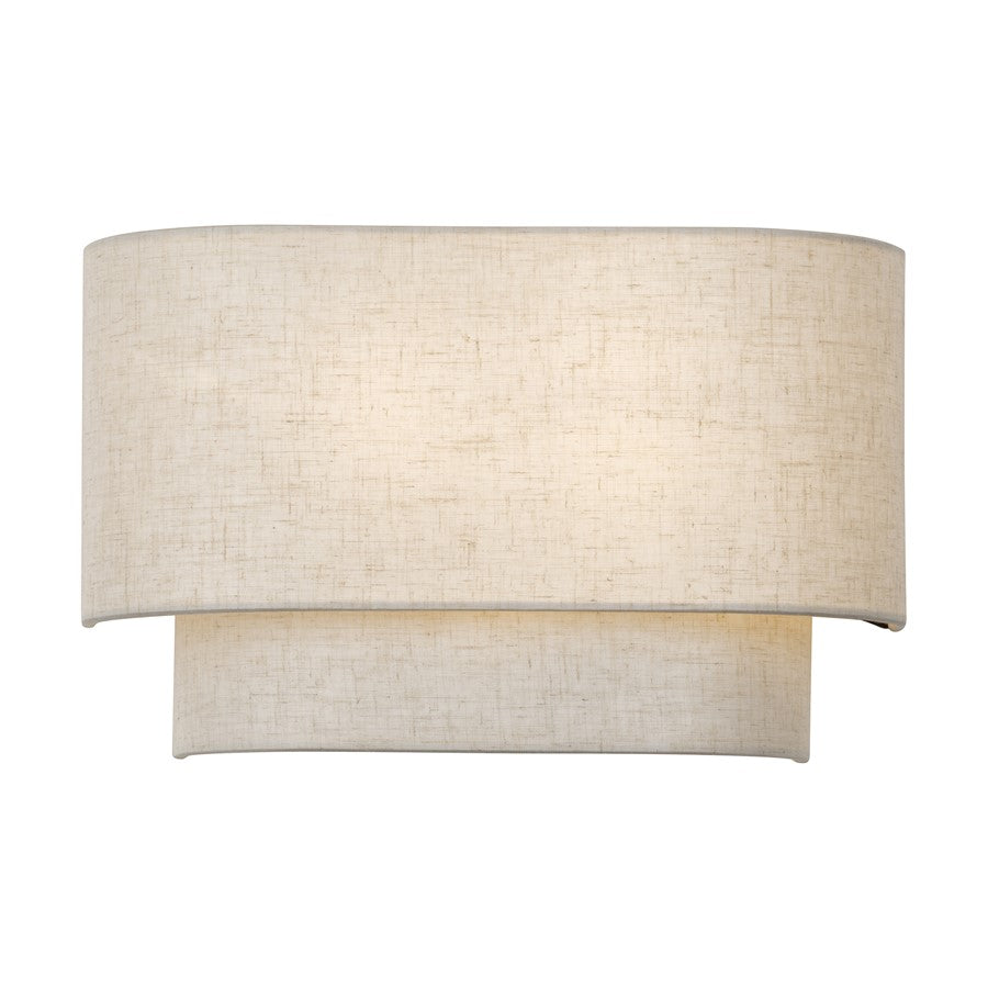 Livex Manorwood 2Lt ADA 13" Sconce, Bronze/Oatmeal/White - 41931-92