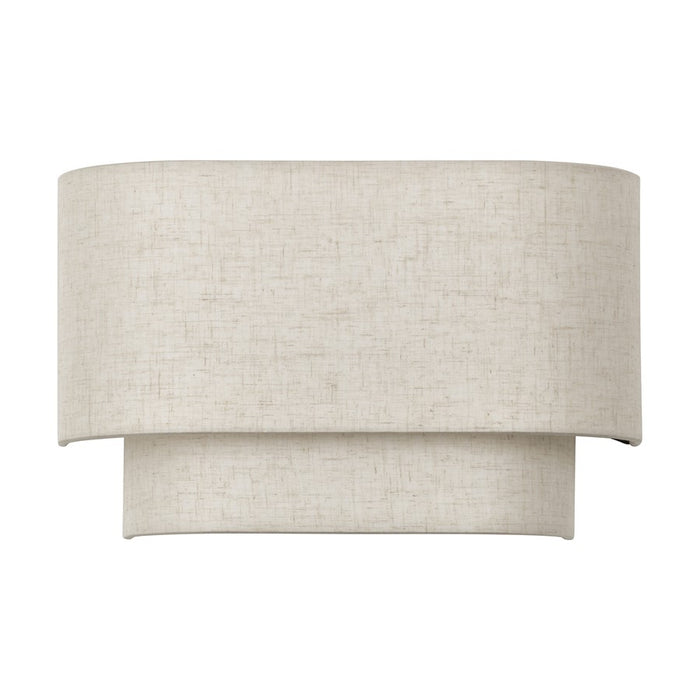 Livex Manorwood 2Lt ADA 13" Sconce, Bronze/Oatmeal/White