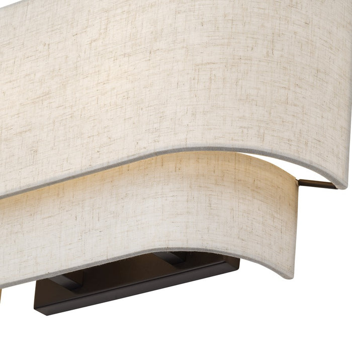 Livex Manorwood 2Lt ADA 13" Sconce, Bronze/Oatmeal/White