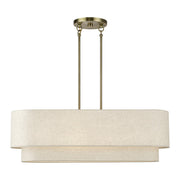 Livex Manorwood 4Lt Large Chandelier, Brass/Oatmeal/White - 41934-01