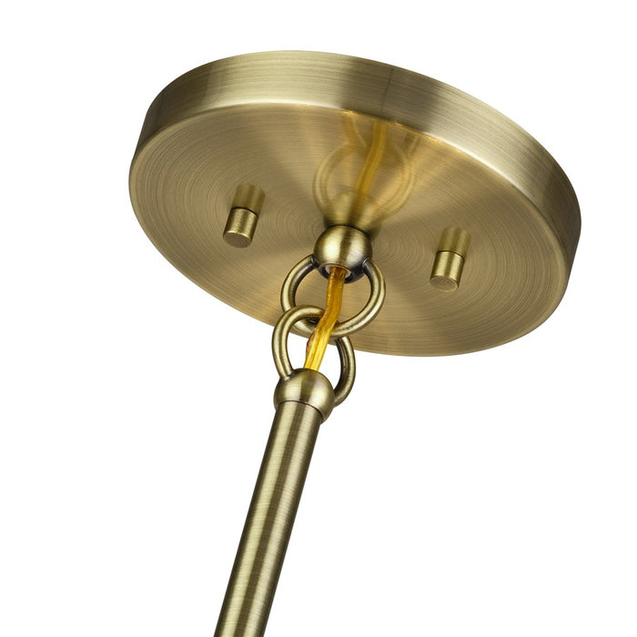 Livex Manorwood 5Lt Medium Pendant Chandelier, Brass/Oatmeal/White