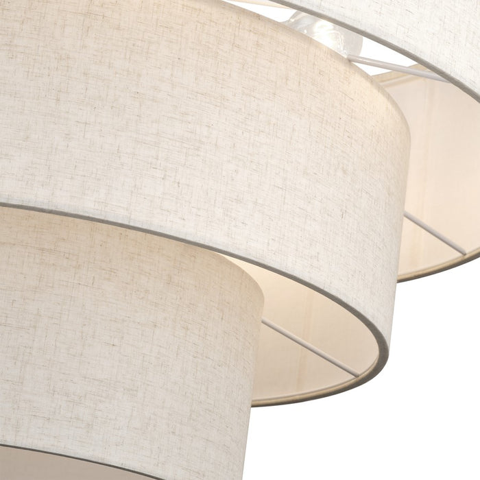 Livex Manorwood 8Lt Large Pendant Chandelier, Brass/Oatmeal/White