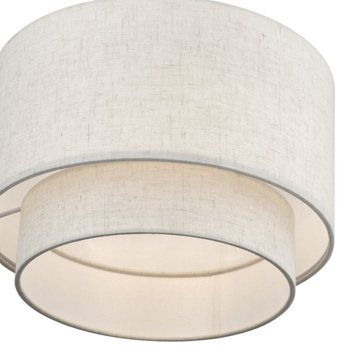 Livex Manorwood 1Lt Pendant, Brass/Oatmeal/White