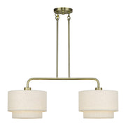 Livex Manorwood 2Lt Large Chandelier, Brass/Oatmeal/White - 41942-01
