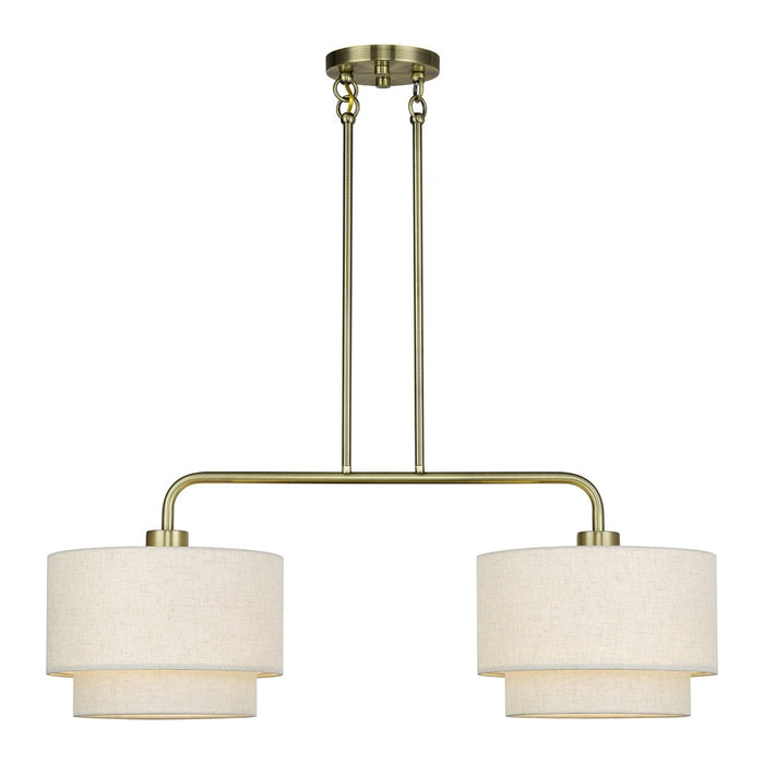 Livex Manorwood 2Lt Large Chandelier, Brass/Oatmeal/White - 41942-01