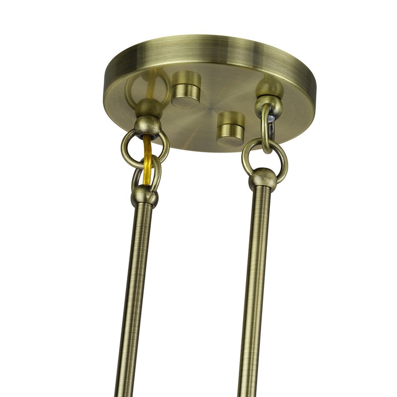 Livex Manorwood 2Lt Large Chandelier, Brass/Oatmeal/White