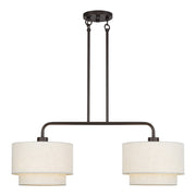 Livex Manorwood 2Lt Large Chandelier, Bronze/Oatmeal/White - 41942-92