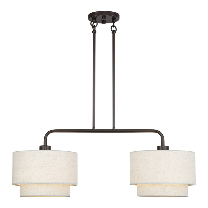 Livex Manorwood 2Lt Large Chandelier, Bronze/Oatmeal/White - 41942-92