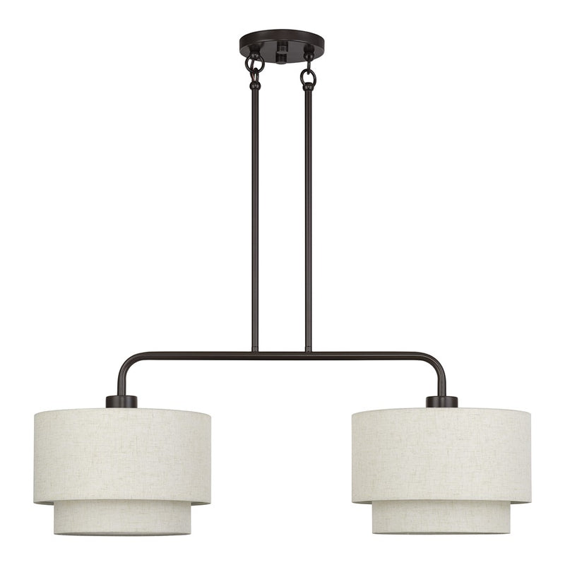 Livex Manorwood 2Lt Large Chandelier, Bronze/Oatmeal/White