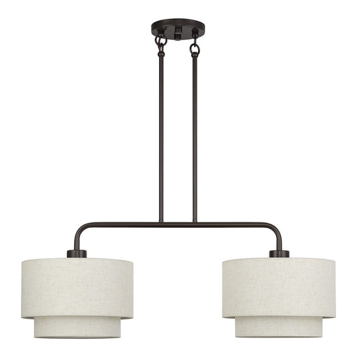 Livex Manorwood 2Lt Large Chandelier, Bronze/Oatmeal/White