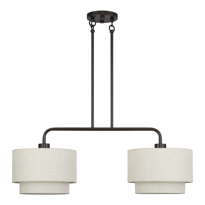 Livex Manorwood 2Lt Large Chandelier, Bronze/Oatmeal/White