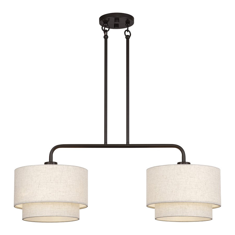 Livex Manorwood 2Lt Large Chandelier, Bronze/Oatmeal/White