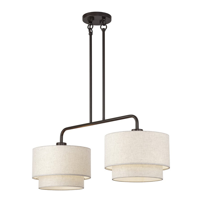 Livex Manorwood 2Lt Large Chandelier, Bronze/Oatmeal/White