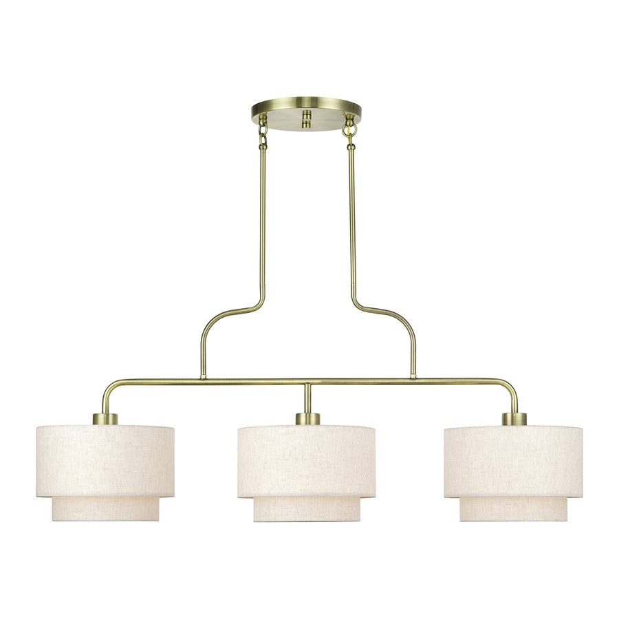 Livex Manorwood 3Lt Extra Large Chandelier, Brass/Oatmeal/White - 41943-01