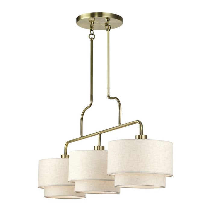 Livex Manorwood 3Lt Extra Large Chandelier, Brass/Oatmeal/White