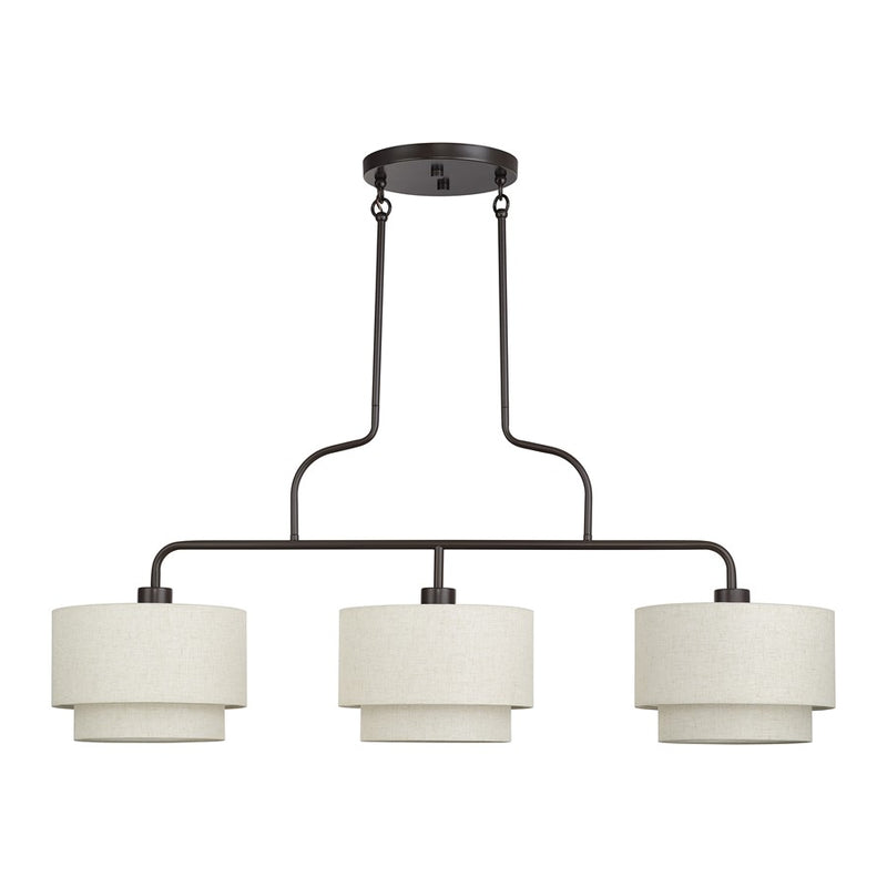 Livex Manorwood 3Lt Extra Large Chandelier, Bronze/Oatmeal/White