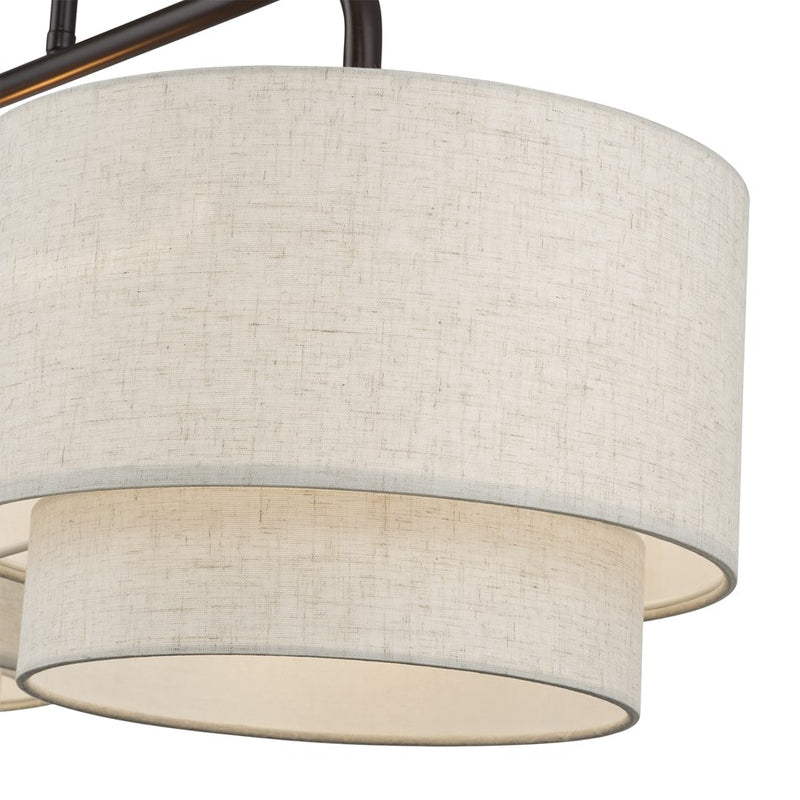 Livex Manorwood 3Lt Extra Large Chandelier, Bronze/Oatmeal/White
