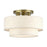 Livex Manorwood 3Lt 9.5" Semi-Flush, Brass/Oatmeal/White - 41944-01