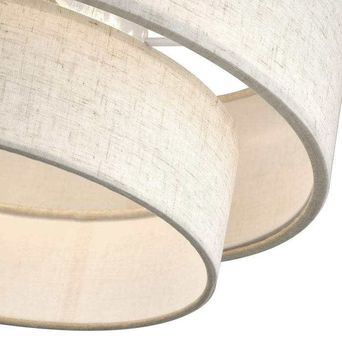 Livex Manorwood 3Lt 10" Semi-Flush, Bronze/Oatmeal/White