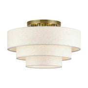 Livex Manorwood 4Lt Extra Large Semi-Flush, Brass/Oatmeal/White - 41946-01
