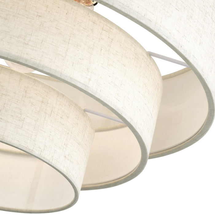 Livex Manorwood 4Lt Extra Large Semi-Flush, Brass/Oatmeal/White