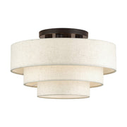 Livex Manorwood 4Lt Extra Large Semi-Flush, Bronze/Oatmeal/White - 41946-92