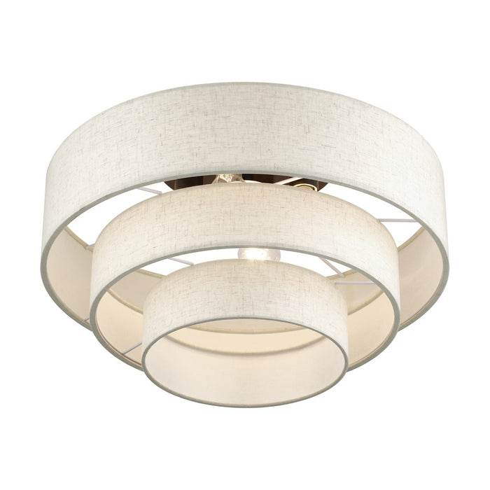 Livex Manorwood 4Lt Extra Large Semi-Flush, Bronze/Oatmeal/White