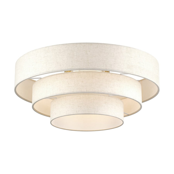 Livex Manorwood 5Lt Extra Large Semi-Flush, Brass/Oatmeal/White