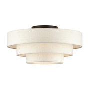 Livex Manorwood 5Lt Extra Large Semi-Flush, Bronze/Oatmeal/White - 41948-92