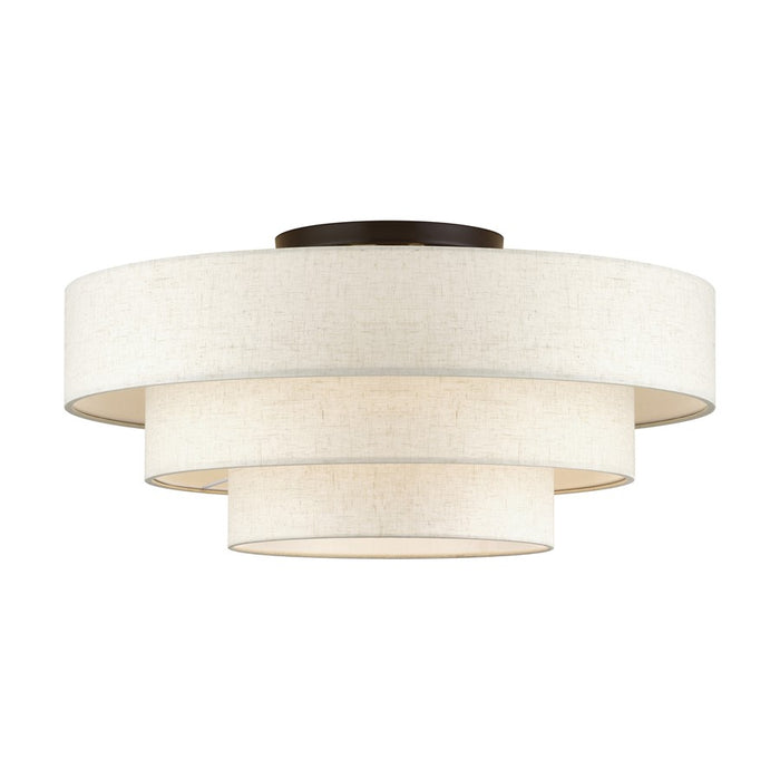 Livex Manorwood 5Lt Extra Large Semi-Flush, Bronze/Oatmeal/White - 41948-92