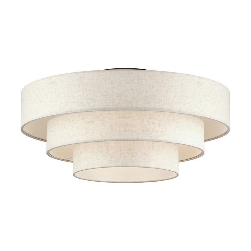 Livex Manorwood 5Lt Extra Large Semi-Flush, Bronze/Oatmeal/White