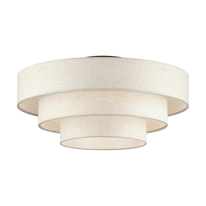 Livex Manorwood 5Lt Extra Large Semi-Flush, Bronze/Oatmeal/White