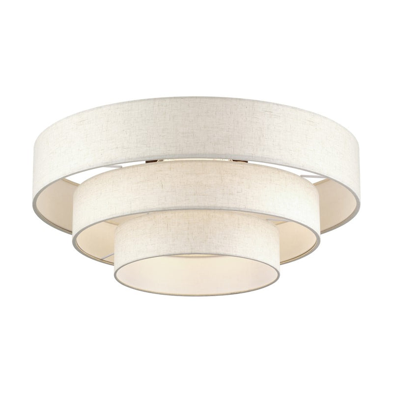 Livex Manorwood 5Lt Extra Large Semi-Flush, Bronze/Oatmeal/White
