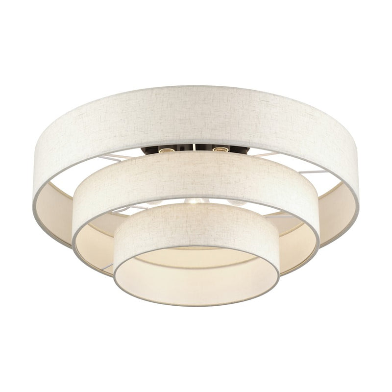Livex Manorwood 5Lt Extra Large Semi-Flush, Bronze/Oatmeal/White