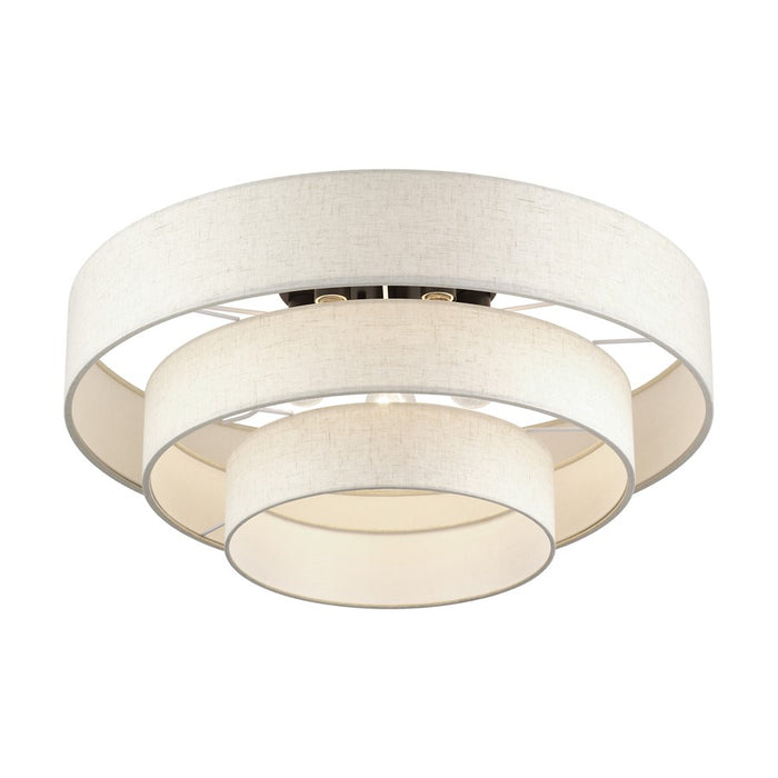Livex Manorwood 5Lt Extra Large Semi-Flush, Bronze/Oatmeal/White
