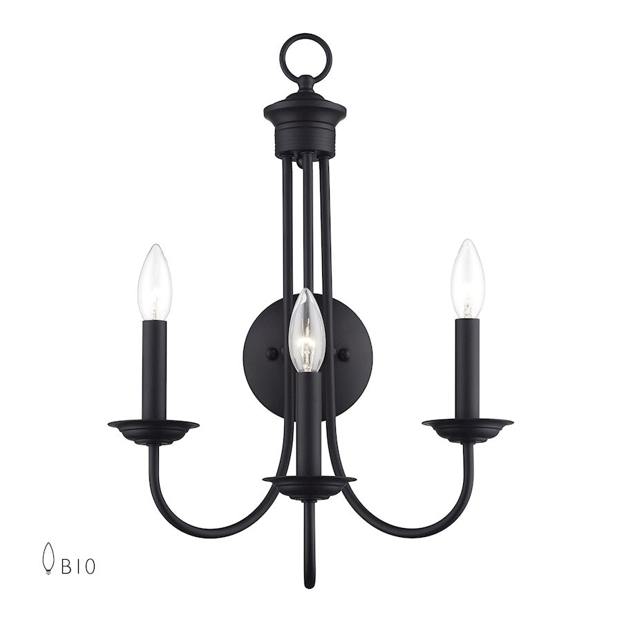 Livex Estate 3Lt Wall Sconce, Black - 42673-04